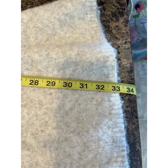 Klesis NEW Large Wool Blend Fit Flare Turtleneck Mini Sweater Dress Gray Cream - Picture 6 of 6